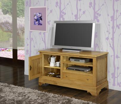 Meuble TV 16/9ème  réalisé en Chêne Massif de style Louis Philippe Finition Chêne doré patiné antiquaire