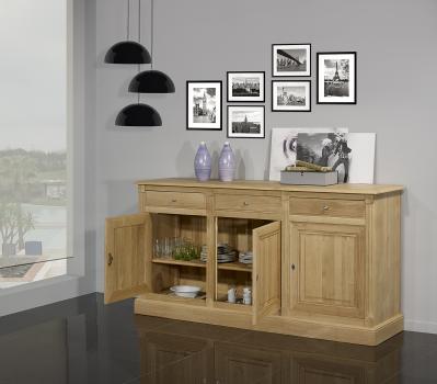 Buffet 3 portes 3 tiroirs Valentin, réalisé en Chêne massif de style Directoire