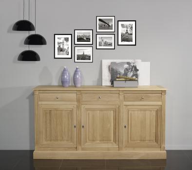 Buffet 3 portes 3 tiroirs Valentin, réalisé en Chêne massif de style Directoire