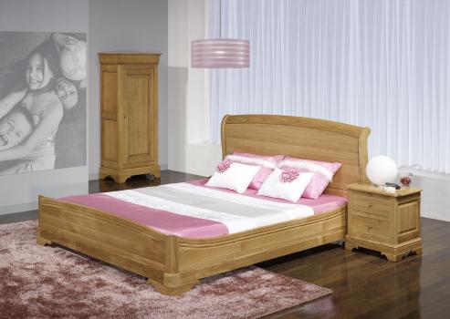  Lit Paul 160x200 en Chêne Massif de style Louis Philippe Finition chêne ciré  