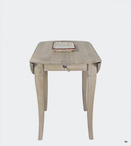 Table ronde à volets diamètre 90 en chêne massif de style Louis Philippe 2 allonge de 40 cm Finition Chêne Brossé