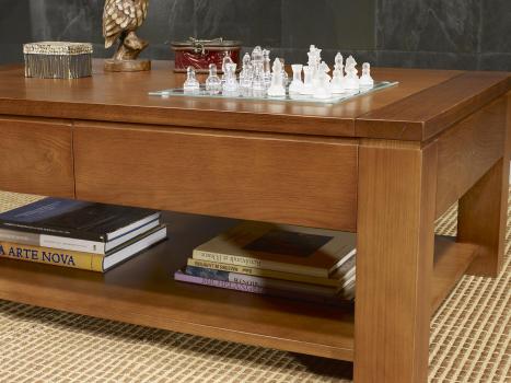 Table basse Jean-Gabriel réalisée en Chêne Massif Ligne Contemporaine 90 x 60 cm - Plateau céramique