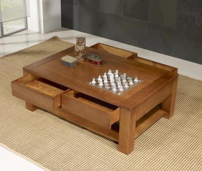 Table basse Jean-Gabriel réalisée en Chêne Massif Ligne Contemporaine 90 x 60 cm - Plateau céramique