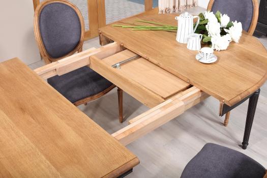 Table ovale 160x120 Lambert réalisée en Chêne Massif de style Louis XVI Finition Chêne Brossé 