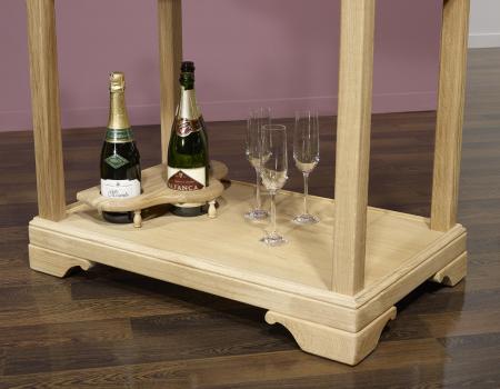 Table desserte roulante en Chêne de style Louis Philippe avec 1 tiroir Finition Chêne Brossé 