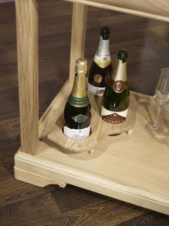 Table desserte roulante en Chêne de style Louis Philippe avec 1 tiroir Finition Chêne Brossé 