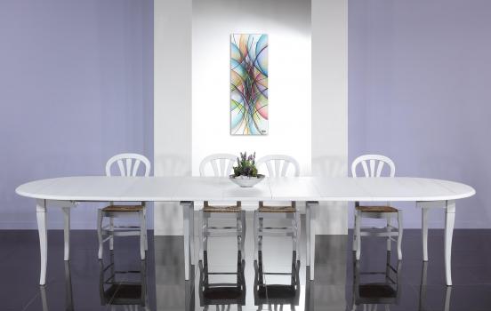 Table ronde à volets Marius, Diamètre 120 réalisée en chêne massif de style Louis Philippe 7 allonges de 40 cm 