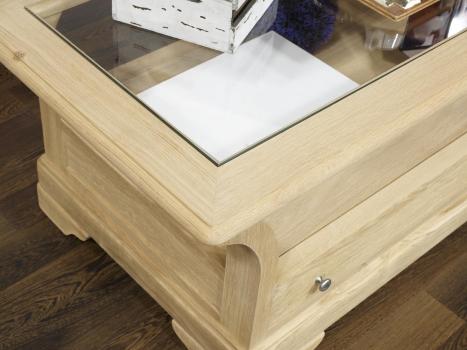 Table Basse Raphael réalisée en Chêne Massif de style Louis Philippe  Finition Chêne Brossé