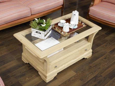 Table Basse Raphael réalisée en Chêne Massif de style Louis Philippe  Finition Chêne Brossé
