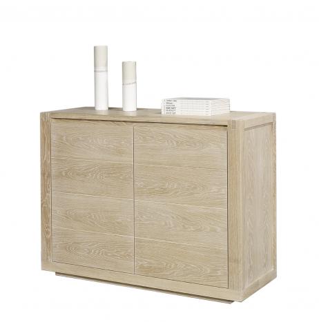 Buffet 2 portes Mathis réalisé en Chêne de ligne contemporaine Finition Chêne Brossé Blanchi