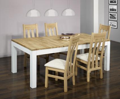 Table de repas rectangulaire Alexandre 200x100 réalisée en Chêne Ligne Contemporaine Finition Chêne Naturel et Ivoire