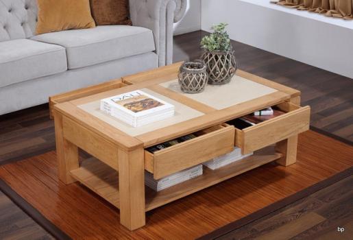 Table basse plateau céramique réalisée en Chêne Massif Ligne Contemporaine 