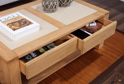 Table basse plateau céramique réalisée en Chêne Massif Ligne Contemporaine 