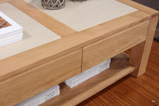 Table basse plateau céramique réalisée en Chêne Massif Ligne Contemporaine 