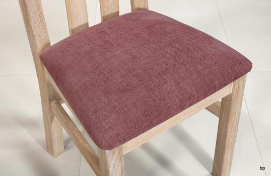 Chaise Léonor réalisée en Chêne Massif Assise Tissu Lin Finition Chêne Brossé Lin Assise tissu Aldeco identique à la photo