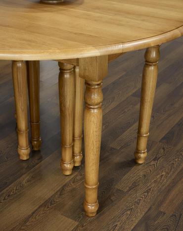 Table ronde à volets DIAMETRE 120 en chêne massif de style Louis Philippe 5 allonges de 40 cm
