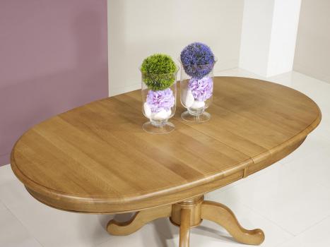 Table ovale 170x100 en Chêne Massif de style Louis Philippe 3 allonges de 40 cm