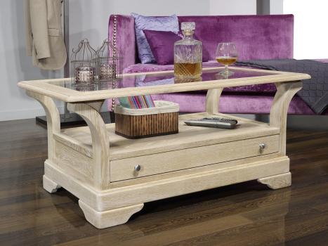 Table Basse Raphael réalisée en Chêne Massif de style Louis Philippe  Finition Chêne Brossé  