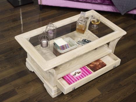 Table Basse Raphael réalisée en Chêne Massif de style Louis Philippe  Finition Chêne Brossé  