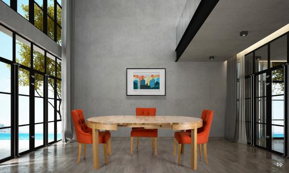 Table de repas Denys, réalisée en Chêne Ligne Contemporaine Diamètre 120 Finition Chêne naturel