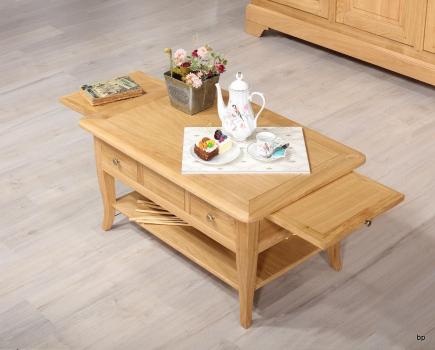 Table Basse rectangulaire Alexandre réalisée en Chêne de style Louis Philippe Longueur 85 cm