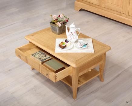 Table Basse rectangulaire Alexandre réalisée en Chêne de style Louis Philippe Longueur 85 cm
