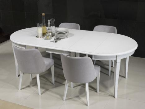 Table ronde Fabien réalisée en Chêne massif de style Louis Philippe DIAMETRE 120 4 allonges de 40 cm