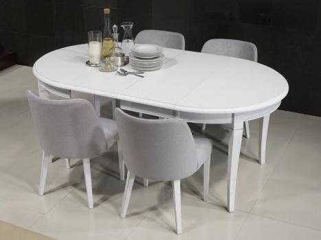 Table ronde Fabien réalisée en Chêne massif de style Louis Philippe DIAMETRE 120 4 allonges de 40 cm