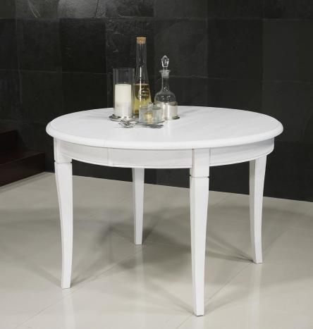 Table ronde Fabien réalisée en Chêne massif de style Louis Philippe DIAMETRE 120 4 allonges de 40 cm