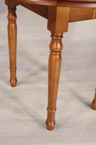 Table ronde à volets diamètre 80 en Chêne massif de style Louis Philippe avec 3 allonges de 40 cm