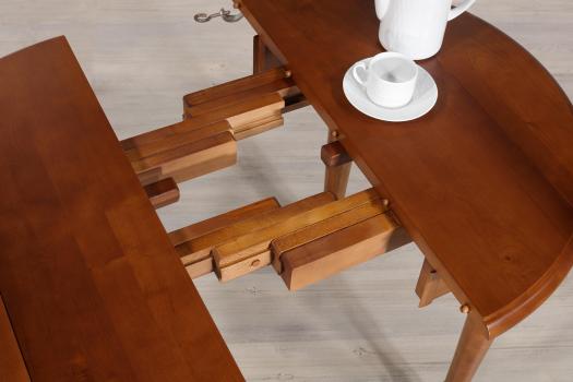 Table ronde à volets diamètre 80 en Chêne massif de style Louis Philippe avec 3 allonges de 40 cm