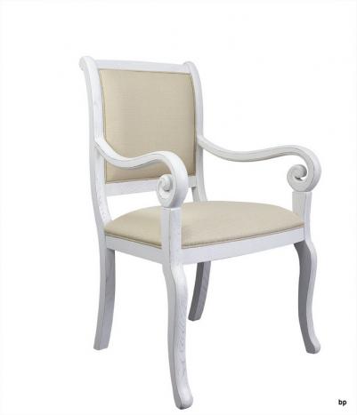 Fauteuil Crosse de style Louis Philippe en chêne massif Chêne Brossé Ivoire 