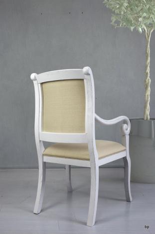 Fauteuil Crosse de style Louis Philippe en chêne massif Chêne Brossé Ivoire 