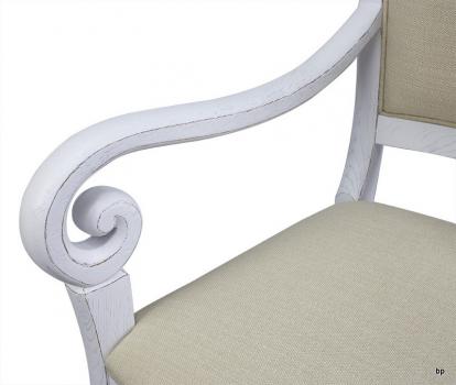 Fauteuil Crosse de style Louis Philippe en chêne massif Chêne Brossé Ivoire 