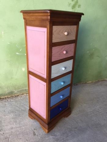 Chiffonnier 6 tiroirs Benjamin réalisé en Chêne Massif de style Louis Philippe Finition Chêne Brossé Coloré