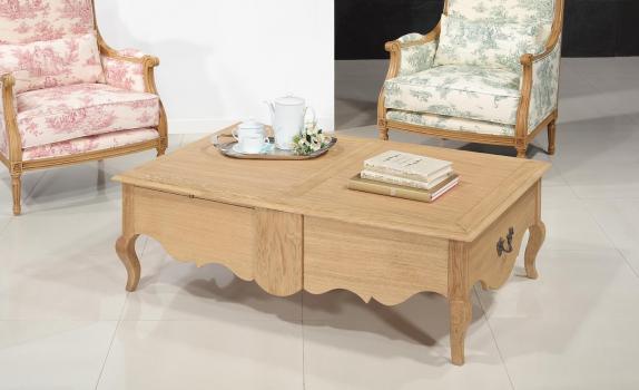 Table Basse rectangulaire Charles réalisée en Chêne de style Louis xv SEULEMENT 1 DISPONIBLE