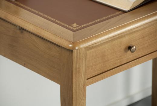 Table d'écriture Oliver en Chêne de style Louis Philippe Surface d'écriture recouvert d'une moleskine