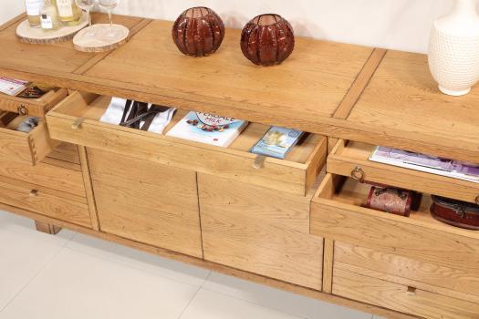 Buffet 4 portes réalisé en Chêne Massif Esprit Industriel Finition Chêne naturel Vieilli 