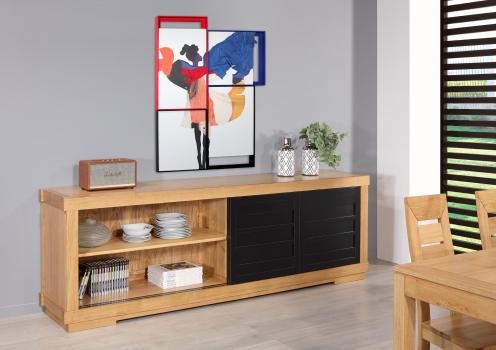 Buffet 4 portes coulissantes réalisé en Chêne Massif de style Contemporain 