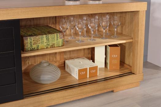 Buffet 4 portes coulissantes réalisé en Chêne Massif de style Contemporain 