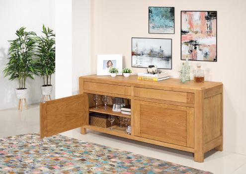 Buffet 2 portes réalisé en Chêne Massif de style Contemporain  FIN DE SERIE 1 DISPONIBLE