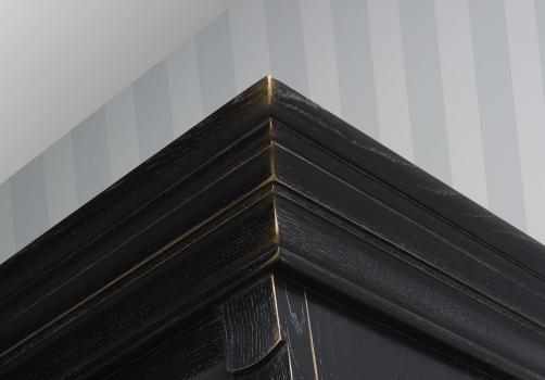 Bibliothèque 2 corps Sylvain réalisée en Chêne Massif de style Directoire Finition Charbon et Gris bleuté
