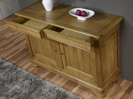 Buffet 2 Portes Mathilde réalisé en Chêne Massif de style Louis Philippe Longueur 130