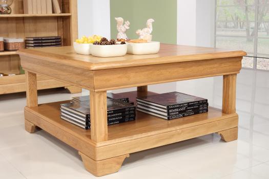 Trés belle Table basse carrée Anne-Sophie en Chêne de style Louis Philippe 