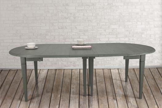 Table ronde à volets, Diamètre 110 réalisée en chêne massif de style Louis Philippe 5 allonges de 40 cm 8 pieds fuseaux