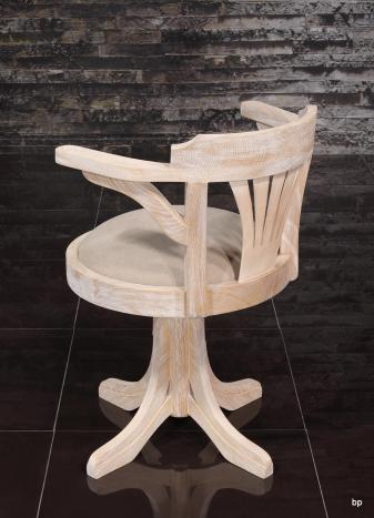 Fauteuil de Bureau Marc réalisé en Chêne Massif PIVOTANT Assise tissu d'ameublement
