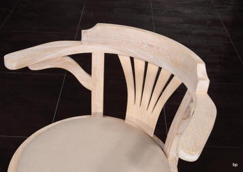 Fauteuil de Bureau Marc réalisé en Chêne Massif PIVOTANT Assise tissu d'ameublement