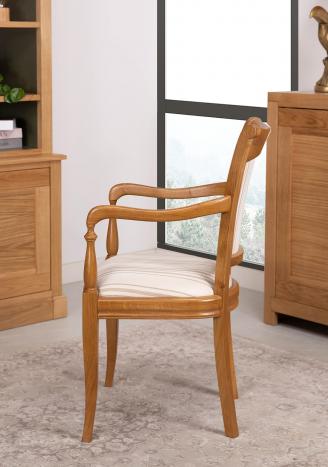 Fauteuil Paul réalisé en Chêne Massif de style Louis Philippe Tissu MMP SEULEMENT 1 DISPONIBLE