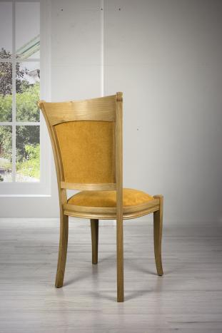 Chaise Benjamin en chêne massif de style Louis Philippe Tissu Moutarde