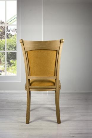 Chaise Benjamin en chêne massif de style Louis Philippe Tissu Moutarde